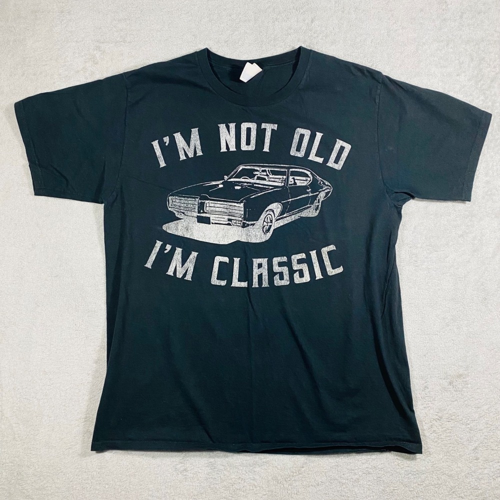 Port & Company Graphic Tee Mens Large Black I'm Not Old I'm Classic Car Shirt